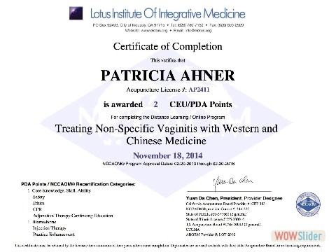 Non-Specific Vaginitis Treatment Certificate