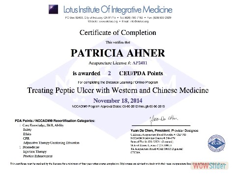 Treating Peptic Ulcer Certificate